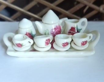 Vintage Miniature Tea Set Dollhouse Tea Set Tiny Tea Set