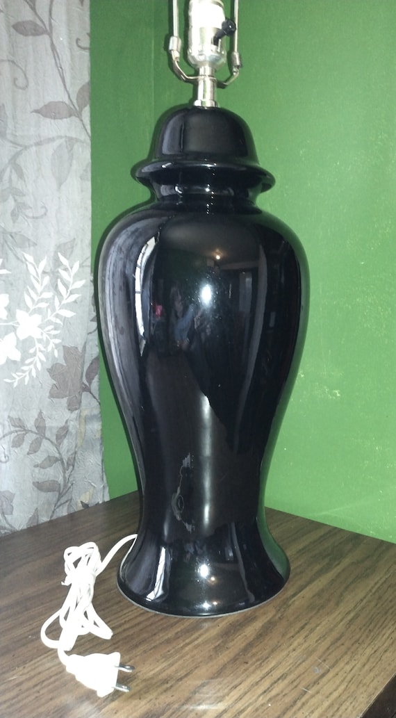 Vintage Ceramic Black Ginger Jar Lamp Etsy Australia