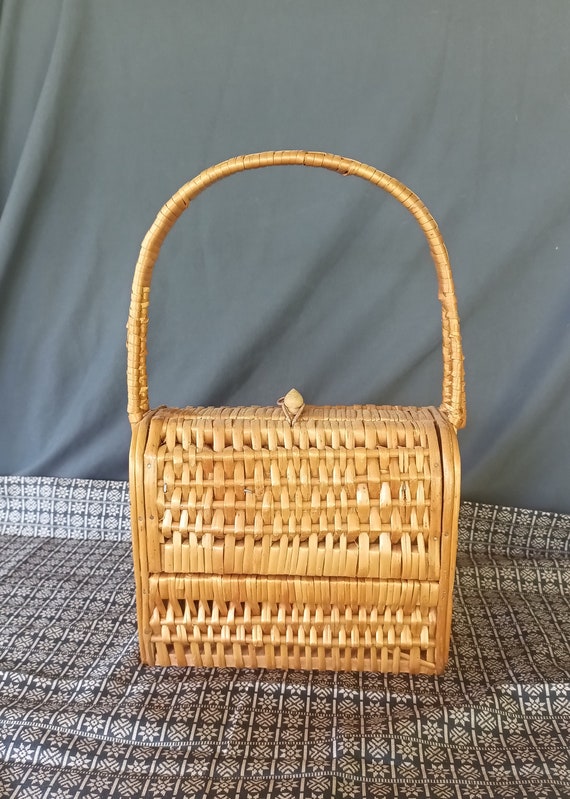 Vintage Wicker Basket Purse 1950's Wicker Purse