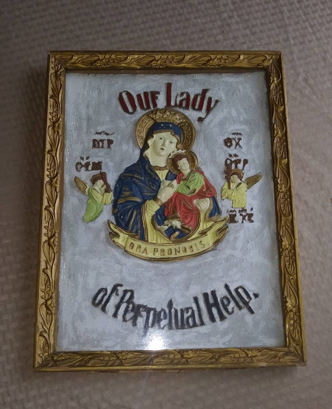 Antique Madonna Our Lady of Perpetual Help Assemblage Antique Virgin ...