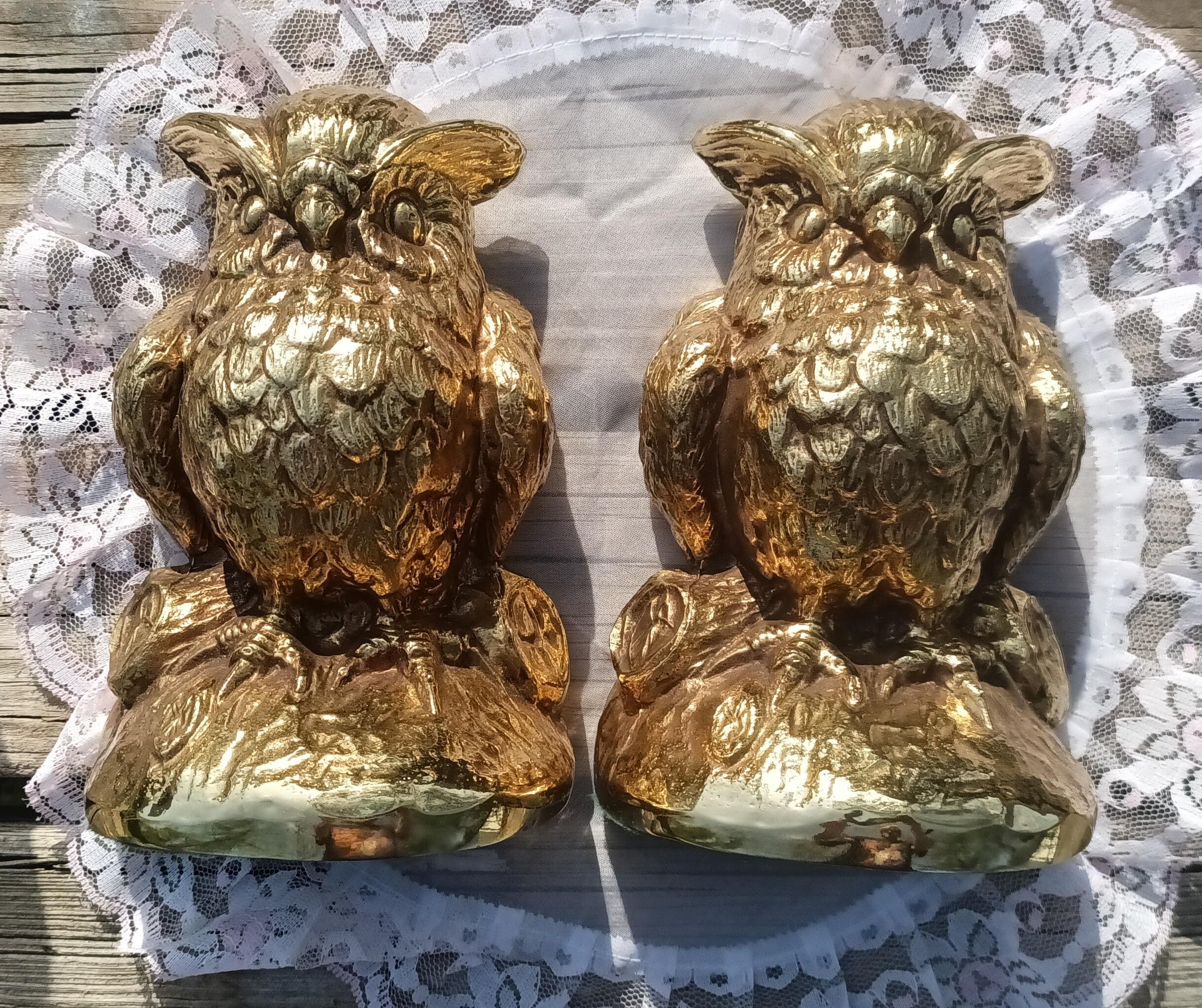 Gold Owl Bookends Brass Vintage Mid Century Owl Bookends - Etsy