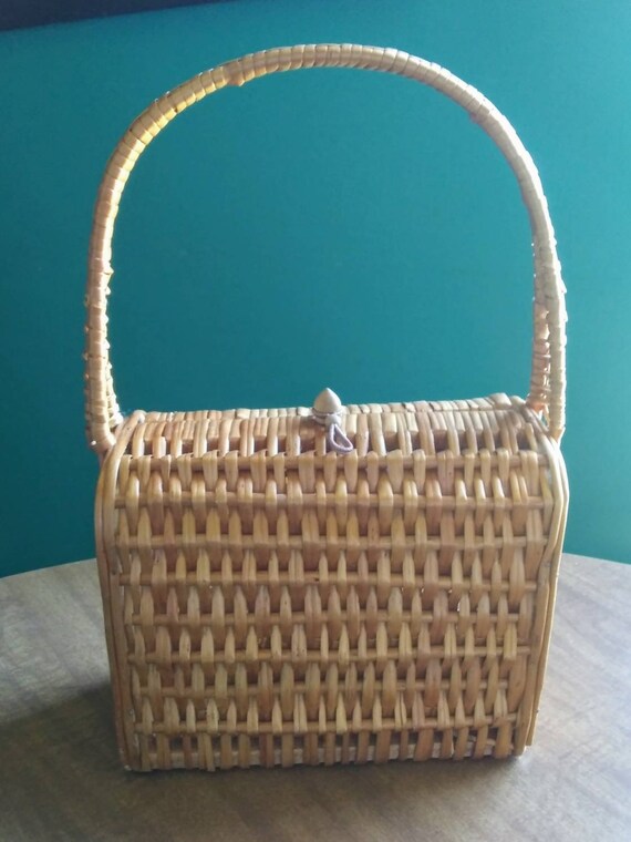 Vintage Wicker Basket Purse 1950's Wicker Purse - image 1