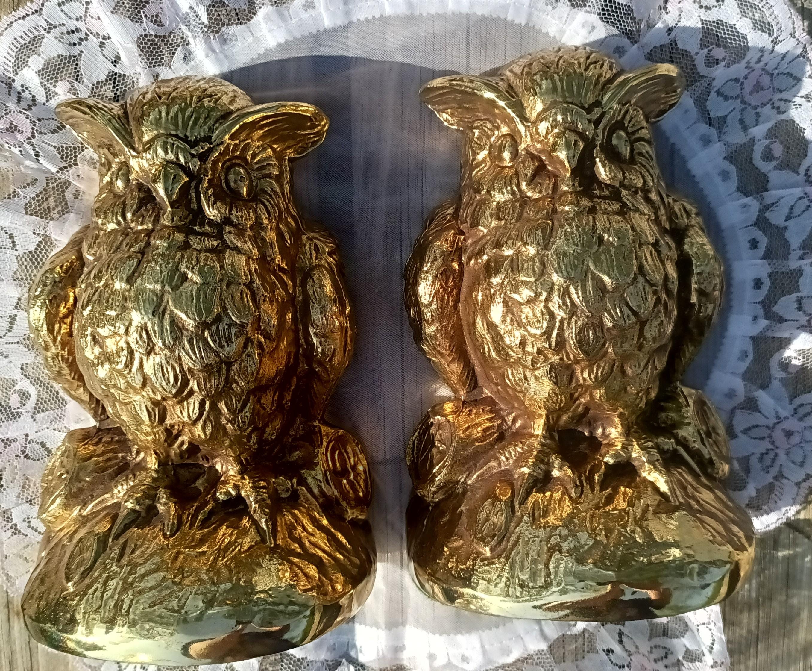 Gold Owl Bookends Brass Vintage Mid Century Owl Bookends - Etsy