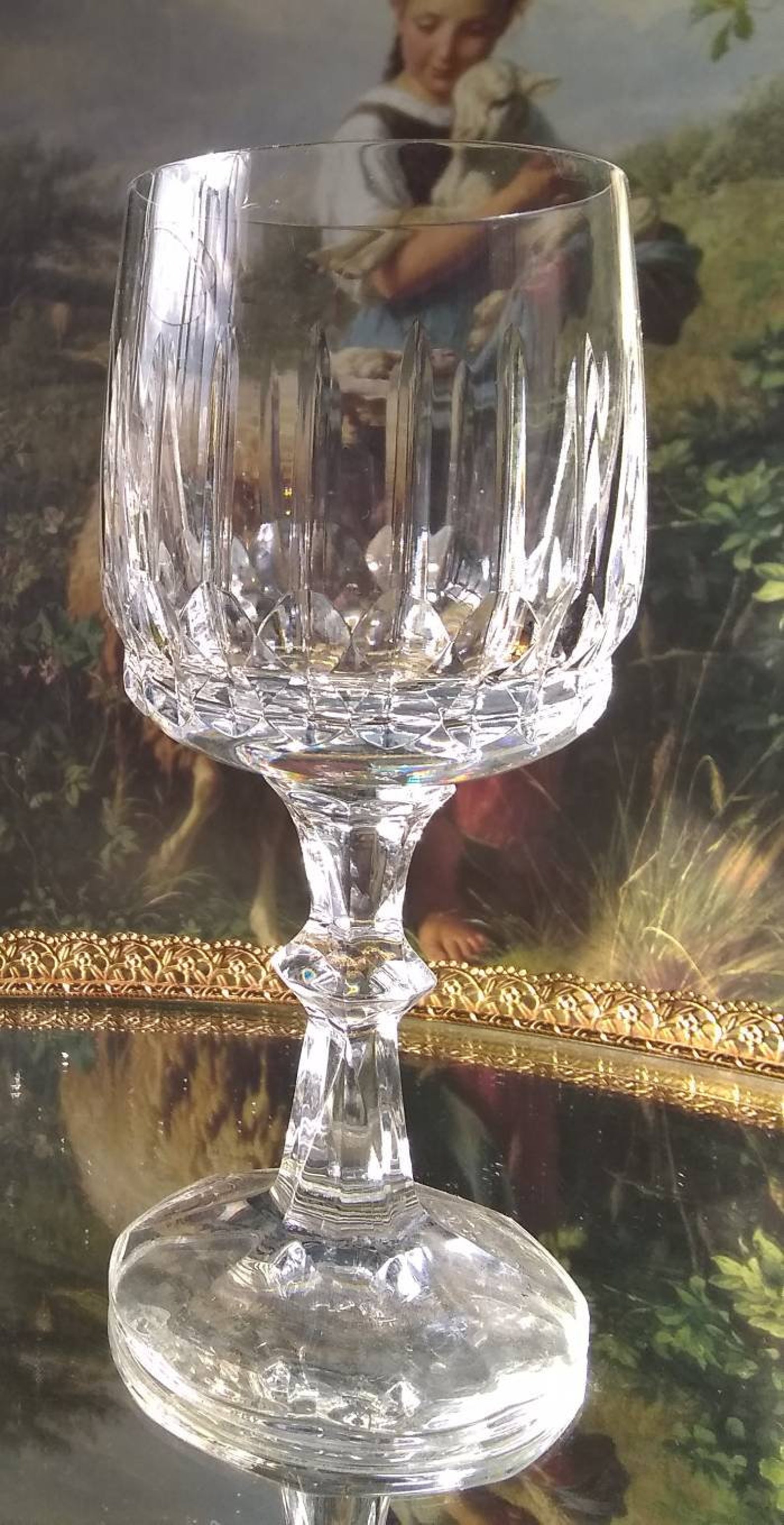 Vintage Lead Crystal Wine Glasses Faceted Cut Crystal Etsy