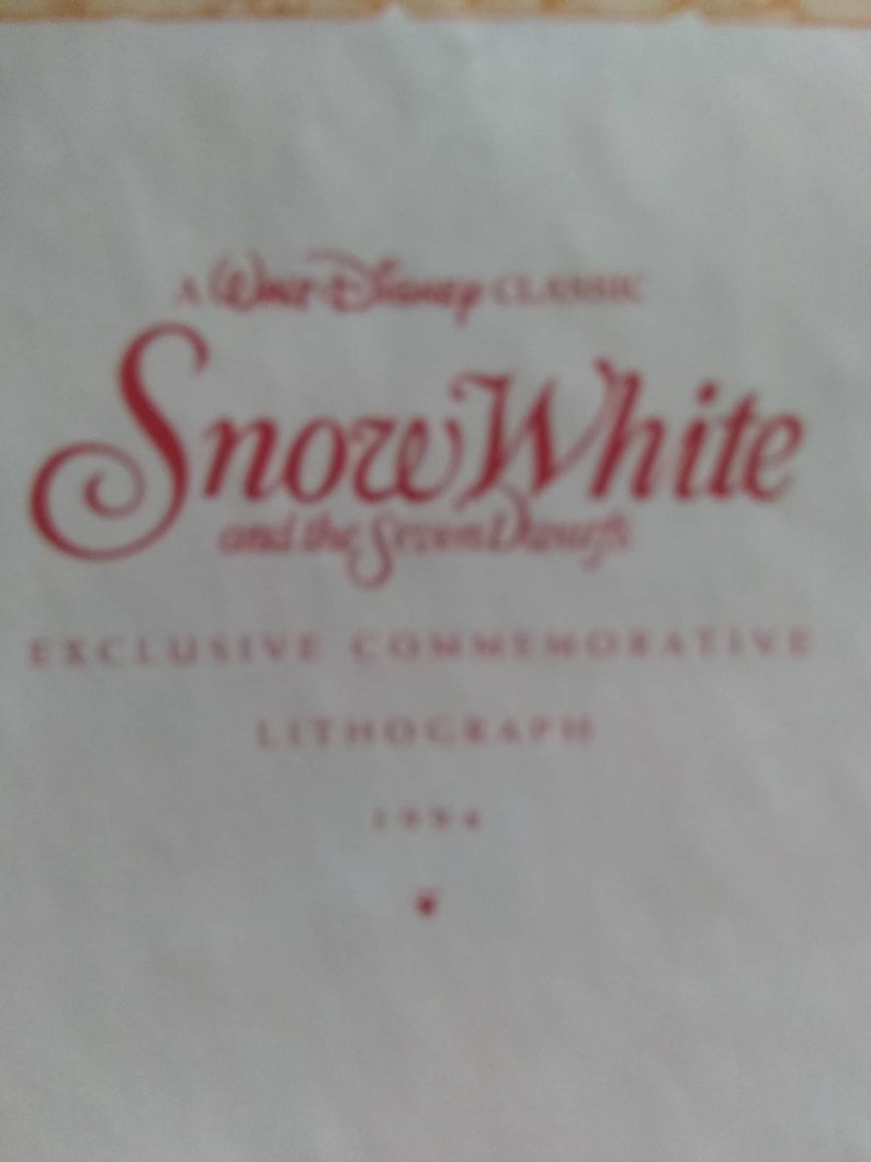 Disney Wall Art Snow White Vintage Lithograph Etsy