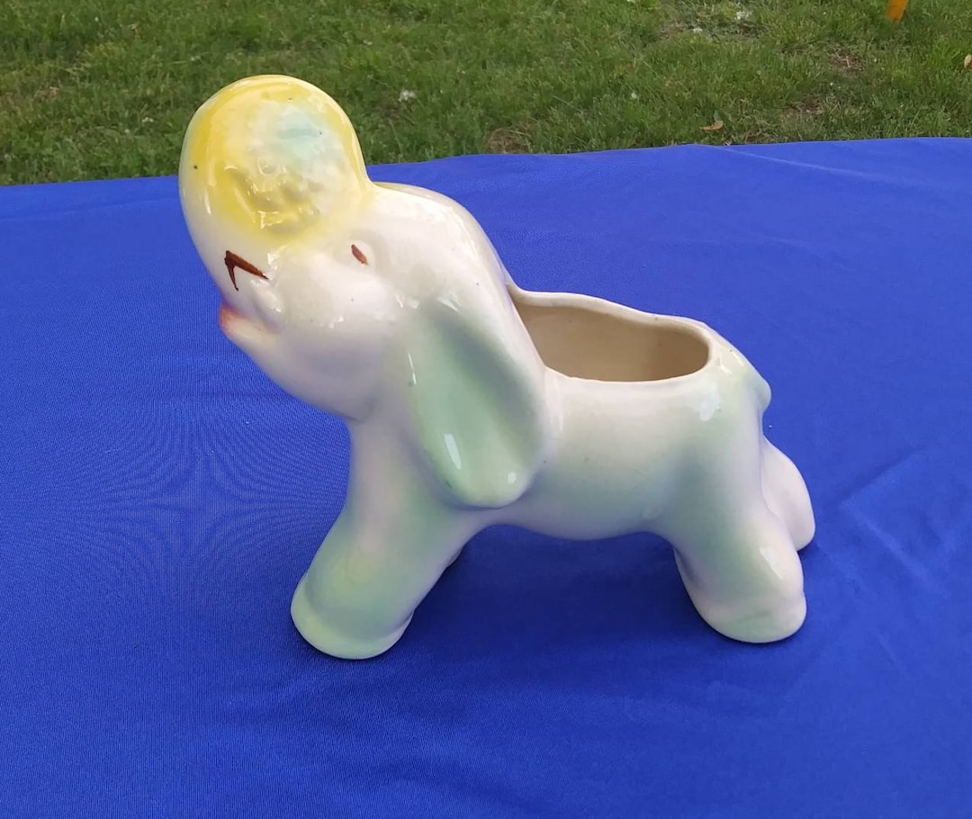 Elephant Planter Vase Vintage Nursery Elephant Planter Ceramic Etsy