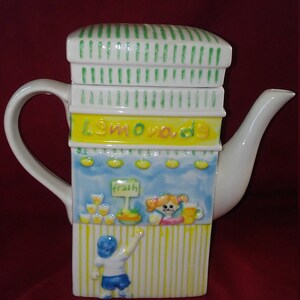 Vintage Ceramic Teapot Hand Painted MSRF Inc Lemonade Stand Teapot - Etsy