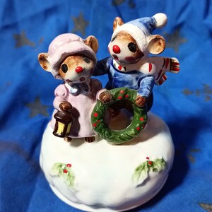 Vintage George Goode Rotating Christmas Mice Figurine Vintage Musical ...
