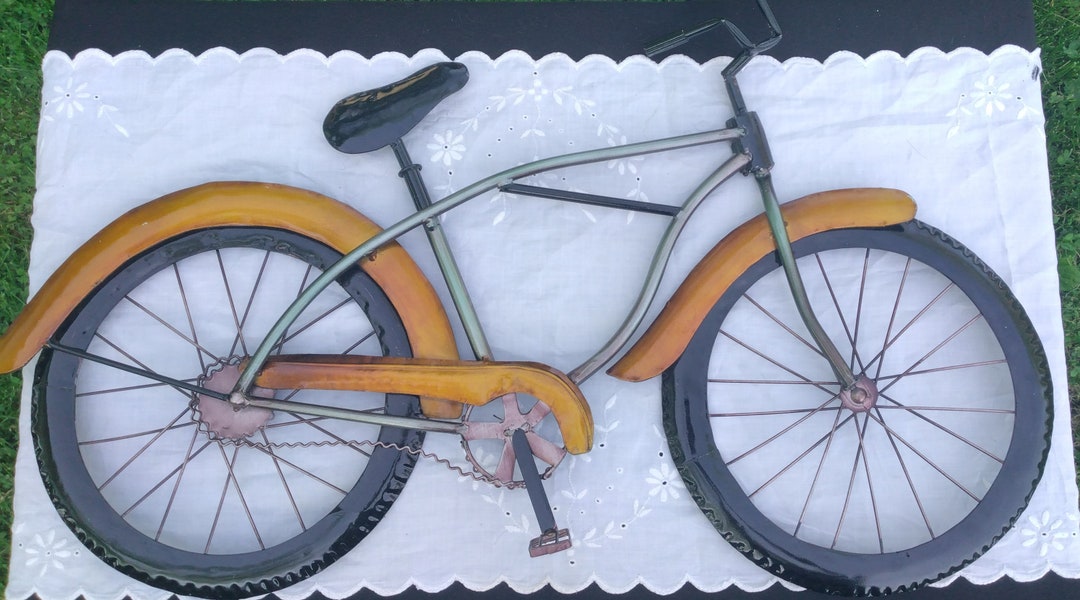 Metal Bicycle Wall Art Hand Made Vintage Metal Bicycle Wall Etsy