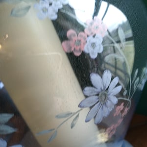 Vintage Three Way Blue Glass Floral Round Lamp Carl Falkenstein Mid Century Hollywood Regency Lamp