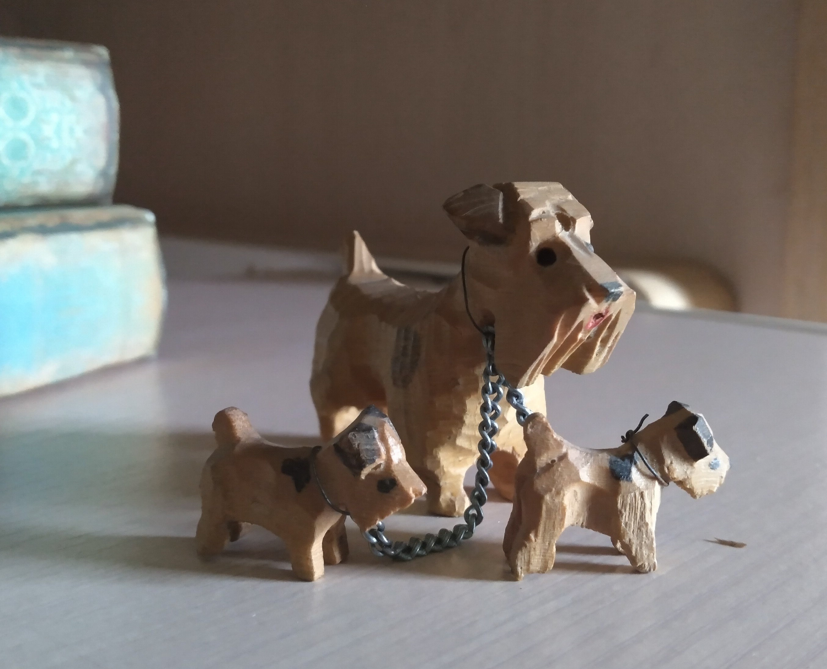 Vintage Rare Hand Carved Wood Miniature Scotty Dog and Puppies - Etsy
