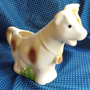 Vintage Ceramic Glazed Pottery Cow Creamer