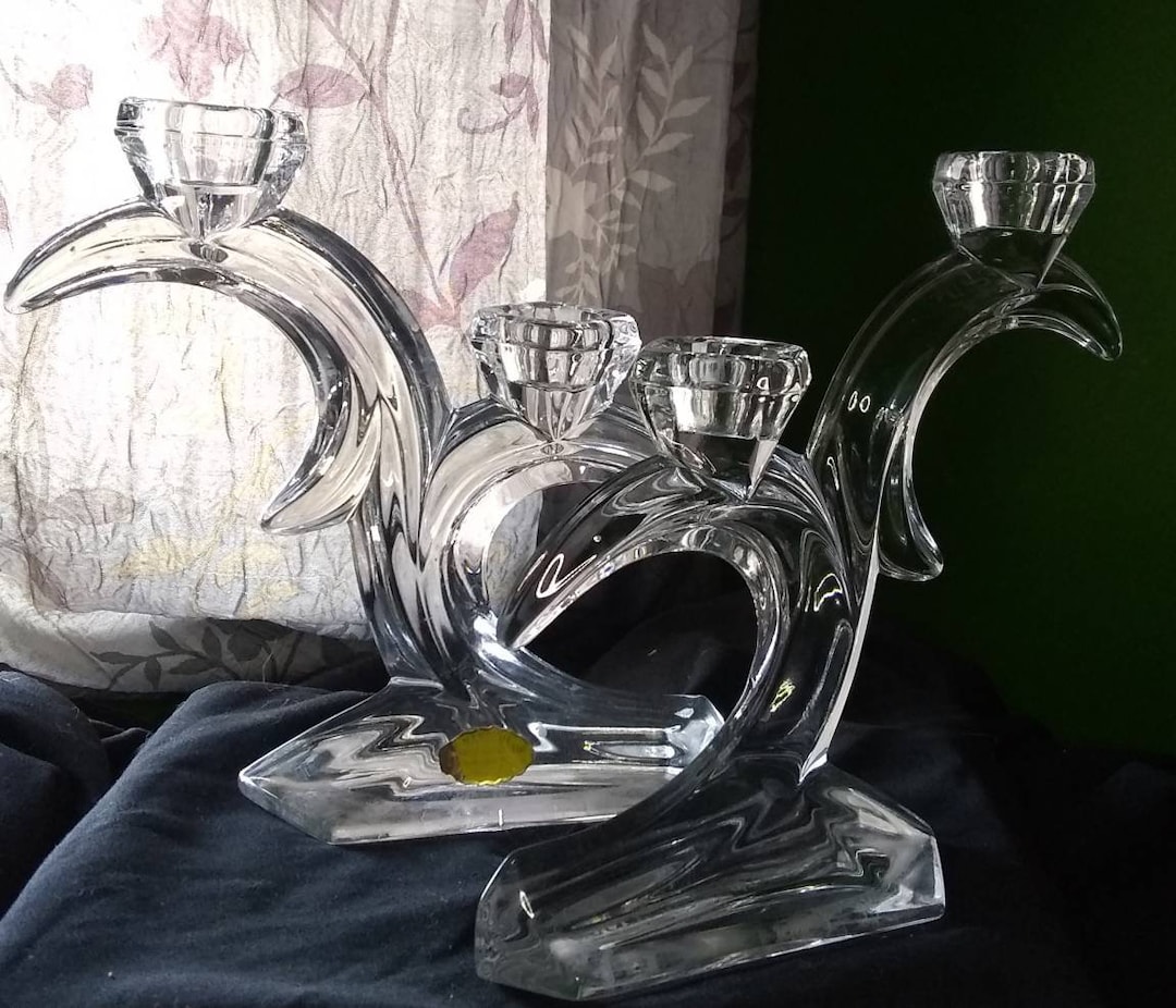 Antique Crystal Candlestick Holders West German Crystal Etsy