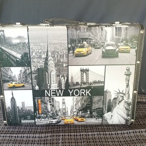 Vintage New York All Over Suitcase Decorative Hard Case New York Vintage