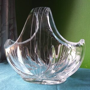 Glass Basket Vintage Cut Glass Crystal Basket Handled Crystal Basket