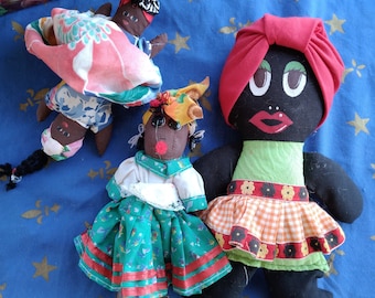 Vintage Ethnic Cloth Dolls Vintage Bahamas Hand Made Cloth Dolls Topsy Turvey