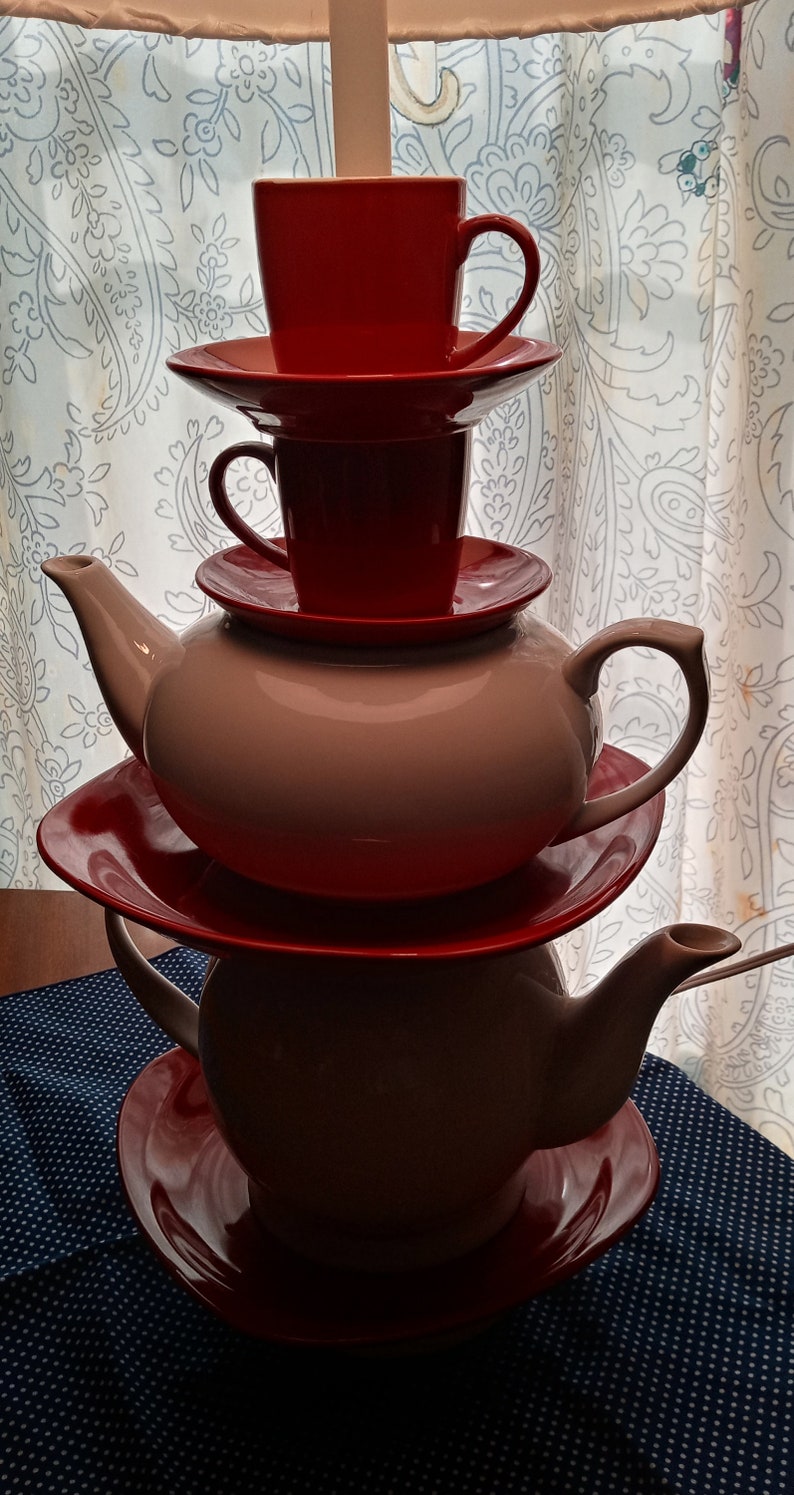 Vintage Stacked Articulated Teapot Teacup Lamp Teapot Lamp Etsy
