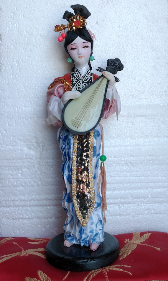 Vintage Japanese Geisha Cloth Doll Vintage Chinese Folk Art Fabric