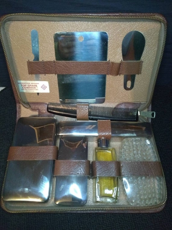 Kit de aseo para hombre Vintage cuero genuino | Etsy México