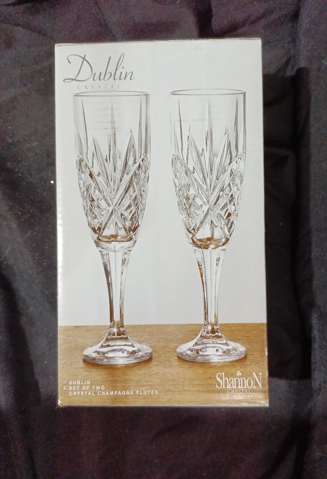 Godinger Shannon Dublin Crystal Champagne Flutes Vintage Irish Crystal