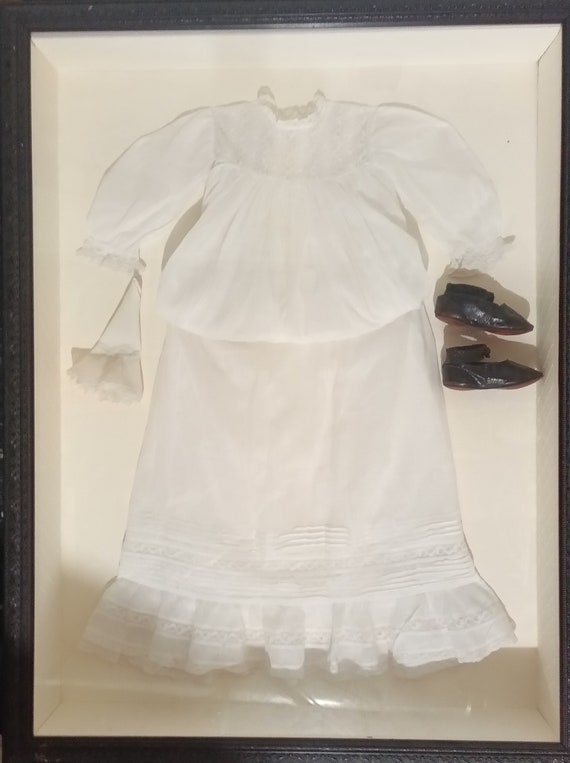 Antique Christening Gown and Antique Baby shoes