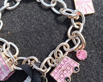 Vintage London Charm Bracelet Pink London Souvenir Bracelet