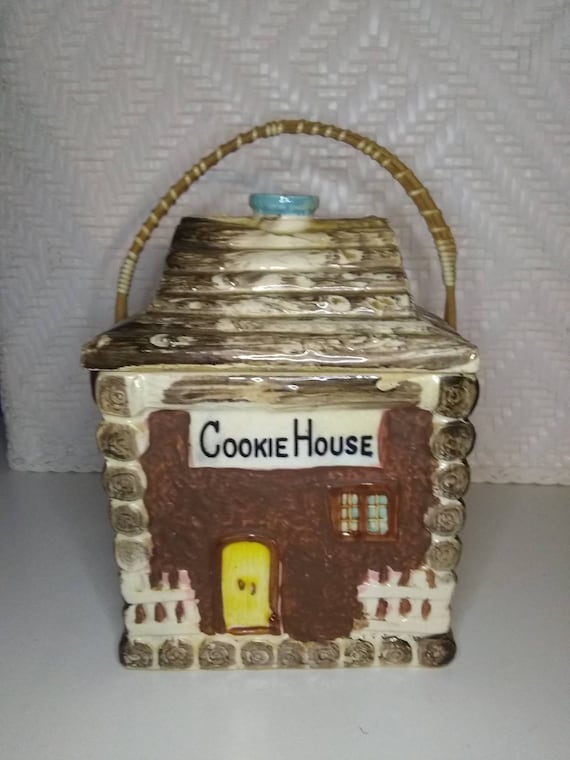 Log Cabin Cookie Jar Musical Vintage Log Cabin Cookie Jar Etsy