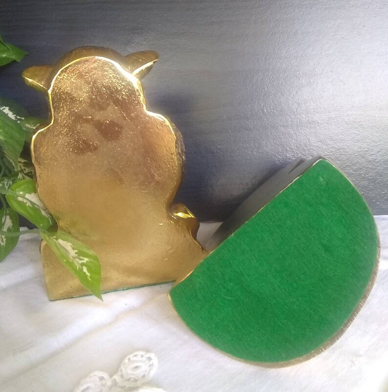 Gold Owl Bookends Brass Vintage Mid Century Owl Bookends Etsy