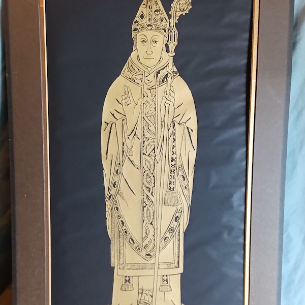 Vintage Brass Rubbing Bishop Brass Rubbing