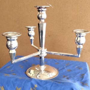 Vintage Silver Tone Two Arm Three Candle Candelabra
