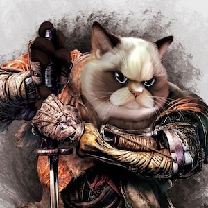 Samurai Cat, Custom Pet Portrait, Cat Owner Gift, Japan Lover Gift, Funny Cat Lover Gift