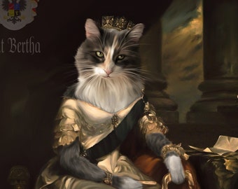 Norwegian Forest Cat Custom Portrait, Pet Royal Portrait, Norwegian Cat Owner Gift, Renaissance Pet Portrait