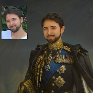 Regalo di San Valentino per fidanzato o marito, regalo per lui - Ritratto generale di guerra personalizzato