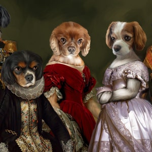 King Charles Spaniel Royal Dog Portrait, Renaissance Pet Portrait, Custom Pet Portrait