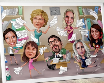 Boss Christmas Gift Caricature - personalized gift, secret santa gift, custom cartoon portrait from photo.