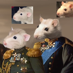 Custom Rat Portrait, custom pet portrait, rat lover gift, regal pet portrait, Christmas gift for rat owner image 1