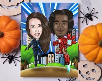 Custom Halloween Portrait, Halloween Decor, Custom Family Portrait