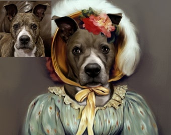 Royal Dog Portrait, Custom Pet Portrait, Renaissance Pet Art, Regal Dog Portrait