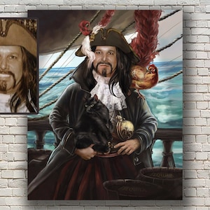 Ritratto pirata personalizzato, Ritratto dell'uomo personalizzato, Regalo per il marito, Regalo per lui