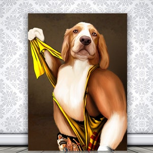 Wrestling Lover Gift, Custom Pet Portrait, Wrestler Dog, Pet Owner Gift
