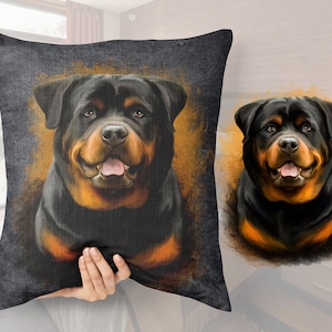 Rottweiler Owner Gift, Custom Dog Pillow, Pet Portrait Pillow, Custom Rottweiler Pillow, Personalized Pet Pillow, Pet Loss Gift