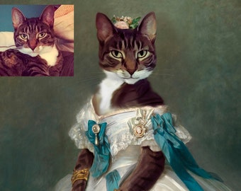 Royal Pet Portrait, Pet Owner Gift, Custom Cat or Dog Portrait on Canvas