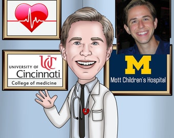 Gift for Doctor - Custom Caricature Portrait