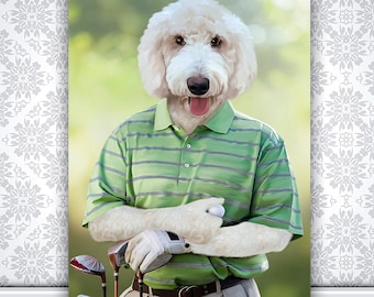 Golf Lover Gift, Custom Pet Portrait, Golf Player Dog, Pet Owner Gift