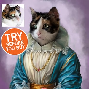 Custom Calico Cat Royal Portrait, Renaissance Pet Portrait, Calico Cat Owner Gift