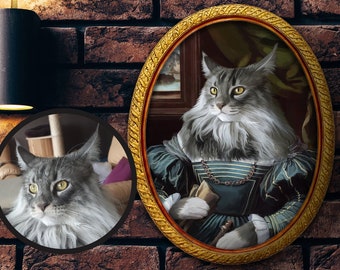 Royal Cat Portrait, Custom Pet Portrait for Pet Owner Gift