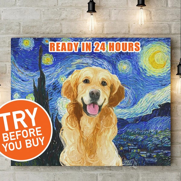 Custom Pet Portrait, Van Gogh Style, Pet Portrait Painting