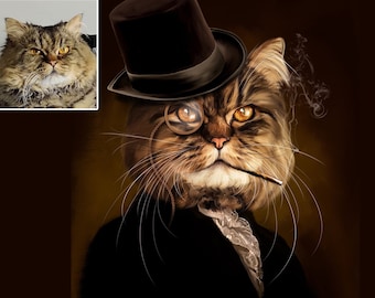 Persian Cat Royal Portrait, Custom Pet Portrait, Persian Cat Funny Owner Gift, Pet Memorial Gift