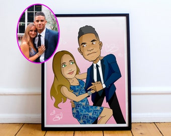 Couple Dance Lovers Gift, Couple Portrait, Custom Cartoon Portrait, Dancer Gift