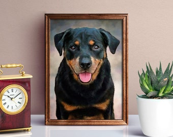 Pet memorial custom dog portrait. Dog memorial, pet loss gift.